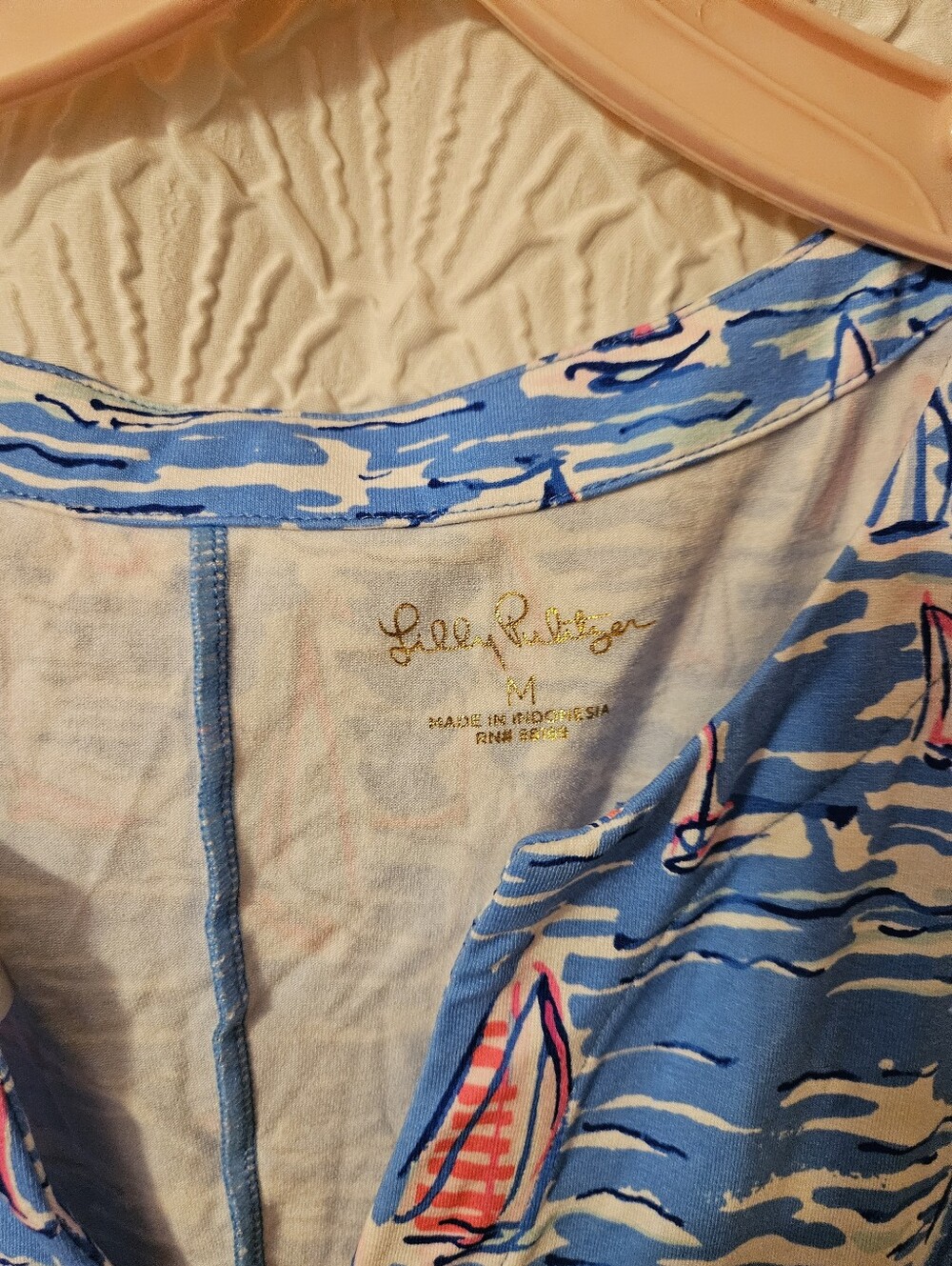 Lilly Pulitzer Blue Sailboat Print Midi Dress with Pink Accents - Picture 6 of 7